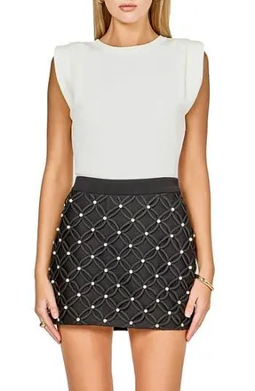 endless rose Pleated Shoulder Knit Top in Ivory at Nordstrom Rack, Size X-Small