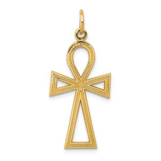 Diamond2Deal 14k Yellow Gold Ankh Cross Charm
