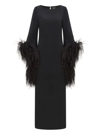 Taller Marmo Del Lago feather-embellished midi dress - Black