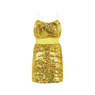Roberto Cavalli Party Dresses, female, Yellow, Size: XS Dress With Sequins