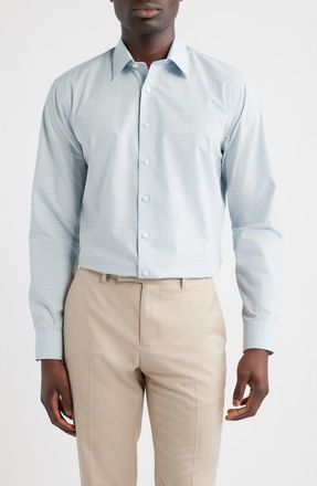 Nordstrom Arcadia Signature Trim Fit Check Dress Shirt in Blue Arcadia Plaid at Nordstrom, Size 14.5 - 32