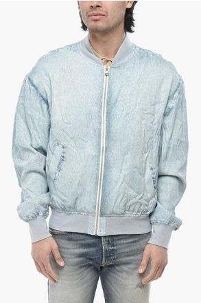 Diesel Solid Color Bomber Jacket J-MAR with Denim Effect size 52