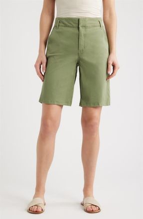 Wit & Wisdom High Waist Relaxed Denim Shorts in Basil at Nordstrom, Size 00