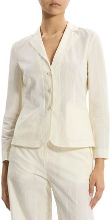 Theory Shrunken Organic Cotton Blazer in Ivory at Nordstrom, Size 00