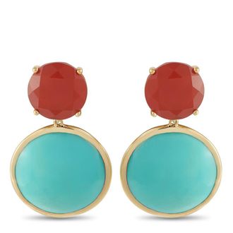 Ippolita Pre-Owned Ippolita 18K Yellow Gold Turquoise and Carnelian Earrings IP35 051426