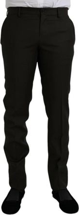 Dolce & Gabbana Donkerbruine Slim Fit Pantalon - Heren - Nette broeken - Bruin - M - Wol - Broeken