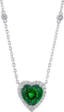 Savvy Cie Jewels Silver Cz Heart Pendant Necklace