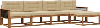 vidaXL Conjunto De Sof&aacute;s De Exterior 5 Uds. Natural Y Beige Vidaxl