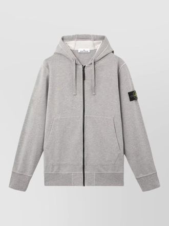 Stone Island hooded jacket front pockets ribbed cuffs hem