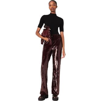 Maje Sequin-embroidered trousers in Burgundy at Nordstrom, Size 42 Eu