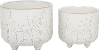Flora Bunda Set Of 2 Dandelion Footed Ceramic Planters
