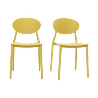 Miliboo Miliboo - Lote De 2 Sillas Modernas Amarillo Polipropileno Apilables Anna