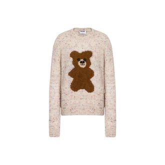 Moschino Jersey de Lana Boucl&eacute; con Osito - Knitwear - Mujer - Beige - 2XS