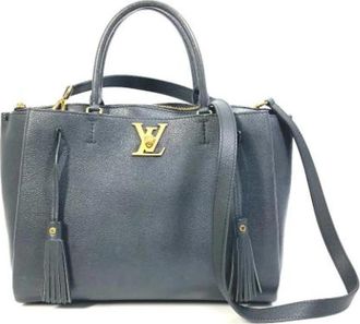 Louis Vuitton Tweedehands leren Louis Vuitton tassen - Dames - Vintage Handtas - Blauw - ONE Size - Leer - Vintage