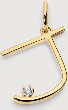 Monica Vinader Gold Solitaire Diamond Initial J Pendant Lab Grown Diamond