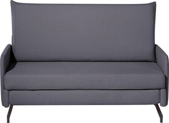 Beliani Sof&aacute; Cama Tapizado En Tela Gris 2 Plazas Sala De Estar Moderna Belfast