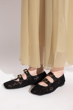 AGL Lace Ballet Flats Ceramic Romantic, Womens, Black