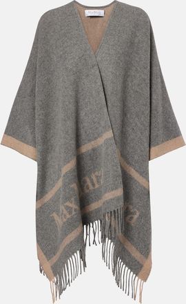 Max Mara Mantella Hilde in jacquard di lana con frange