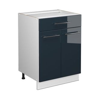 Vicco Mueble Bajo De Cocina Fame-line, Azul Oscuro Alto Brillo, 60 Cm Con Caj&oacute;n, Sin Encimera Vicco