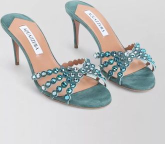 Aquazzura tequila mule embellished straps open toe stiletto