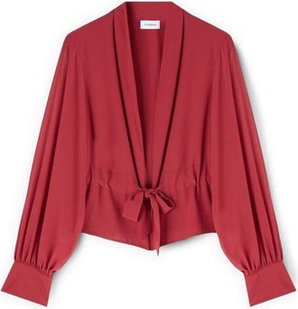 Motivi Georgette blouse met sjaalkraag - Dames - Blouses - Rood - M - Polyester - Overhemden
