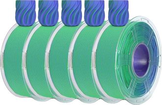 OEM Filamento Para Impresora 3d, Acabado Mate Liso, No Se Obstruye, Color Verde P&uacute;rpura, 5 Rollos