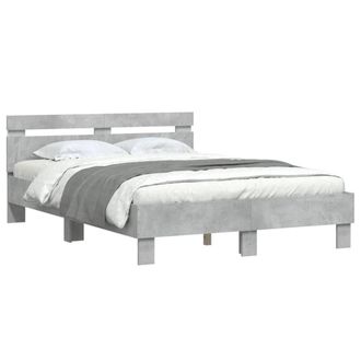 Berkfield Home Durable Bed Frame with LED Frame Concrete Grey 120x190 cm Small Double