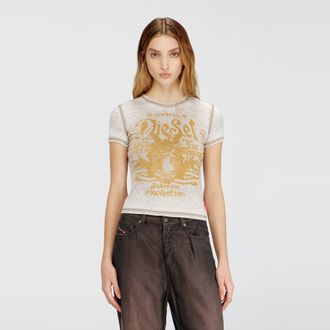 Diesel Slim jersey T-shirt with print and studs - T-Shirts - Woman - Multicolor