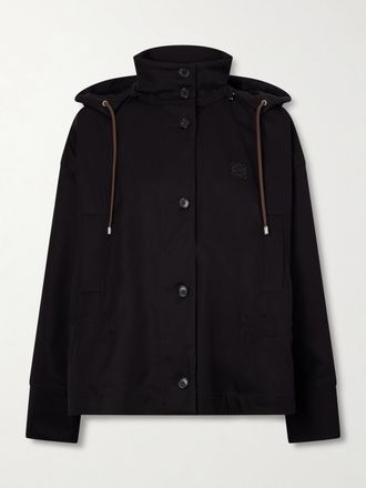 Loewe Giacca In Tela Di Misto Cotone E Seta Con Cappuccio - Nero