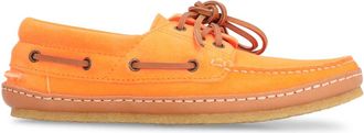 Saint Laurent Schoenen, Heren, Oranje, 41 EU, Suede Bootschoenen Ronde Neus Rubber