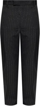 Alexander McQueen Broeken, Heren, Zwart, XL, Wol, Wollen broek met lurexdraad