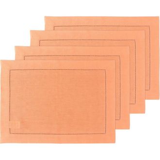 Solino Home Linen Placemats - Classic Hemstitch, 14 x 19 in Coral at Nordstrom, Size Medium
