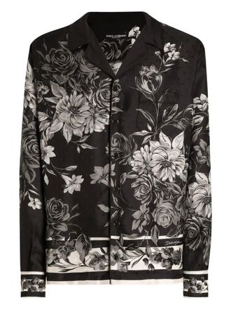 Dolce & Gabbana Overhemd met bloemenprint - Zwart
