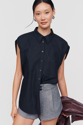 Anthropologie Maeve 100% Cotton Round Hem Buttondown Shirt