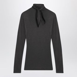 Christophe Lemaire Grey Top With Scarf And Patches