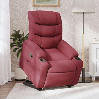 vidaXL Sill&oacute;n Reclinable Elevable Tela Rojo Tinto Vidaxl