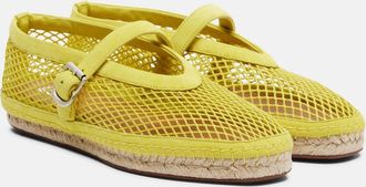 Alaia Ala&iuml;a Fishnet suede-trimmed espadrilles