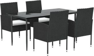 vidaXL Set De Muebles Jard&iacute;n 5 Pzas Con Cojines Rat&aacute;n Sint&eacute;tico Negro Vidaxl