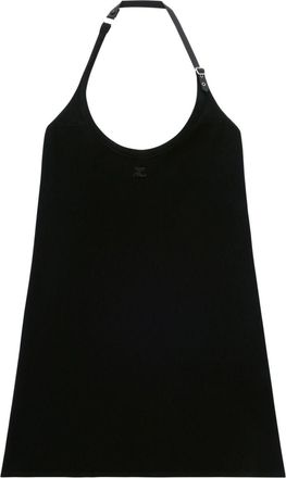 Courrèges logo-patch halterneck minidress - women - Acetate/Polyester - 34 - Black