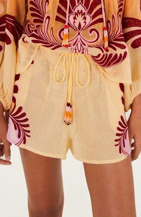 Farm Rio Arabesc Cover-Up Shorts in Soft Yellow at Nordstrom, Size X-Small