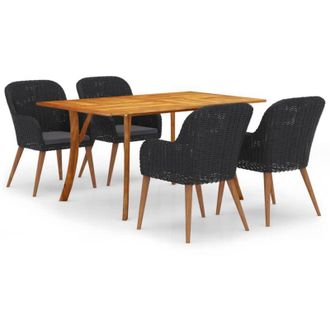 vidaXL Juego De Comedor Para Jard&iacute;n 5 Piezas Negro Vidaxl