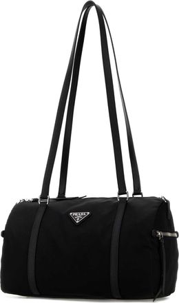 Prada Womens Bauletto Shoulder Bag Black Fabric