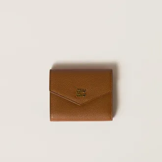 Miu Miu Small Leather Wallet, Woman, Cognac