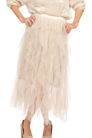 Papillon Tulle Ruffle Skirt In Stone