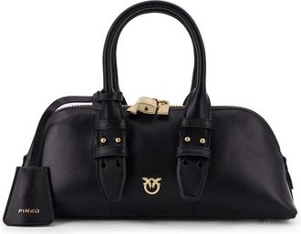 Pinko Escape Love Birds Schoudertas - Dames - Handtassen - Zwart - ONE Size - Katoen - Tassen