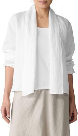 Eileen Fisher Shawl Collar Open Front Organic Linen Jacket in White at Nordstrom Rack, Size X-Large