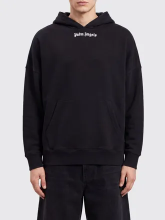 Palm Angels Relaxed Fit Cotton Hoodie with Kangaroo Pocket and Logo