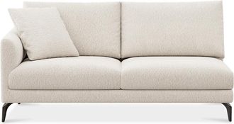Castlery Lena Left Arm 2 Seater Sofa Customized, (Performance Boucle) Cream (Matte Black Legs), Spill Resistant, Removable Covers for Sofas by Castlery