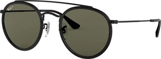 Ray-Ban Double Bridge Gepolariseerde Zonnebril Zwart/Groen - unisex - Zonnebrillen - Zwart - 51 MM - Accessoires