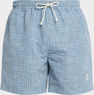 Brunello Cucinelli Mens Flower-Print Nylon Swim Shorts